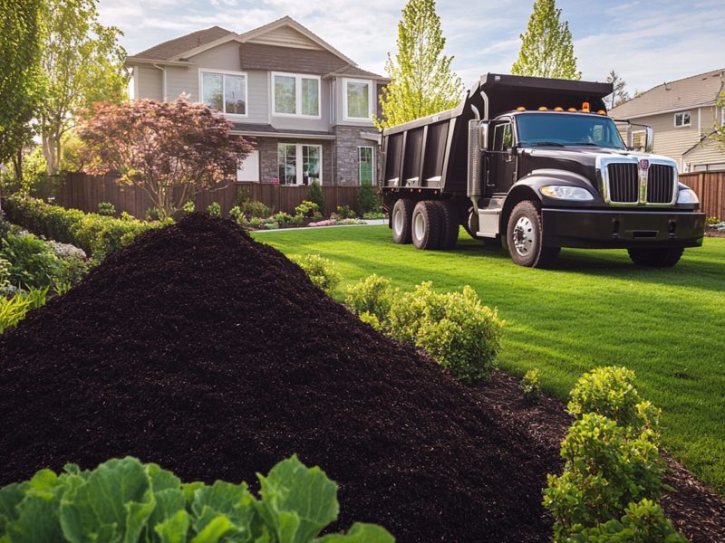 truck-unloading-dark-rich-mulch-suburban-backyard